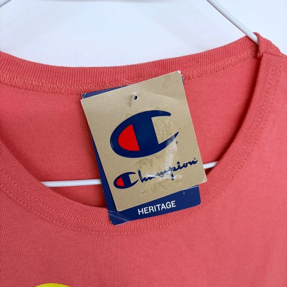 NEW Champion T Shirt Men's XL Salmon Pink Big Logo Graphic Sportswear Athletic‎ - Picture 2 of 5